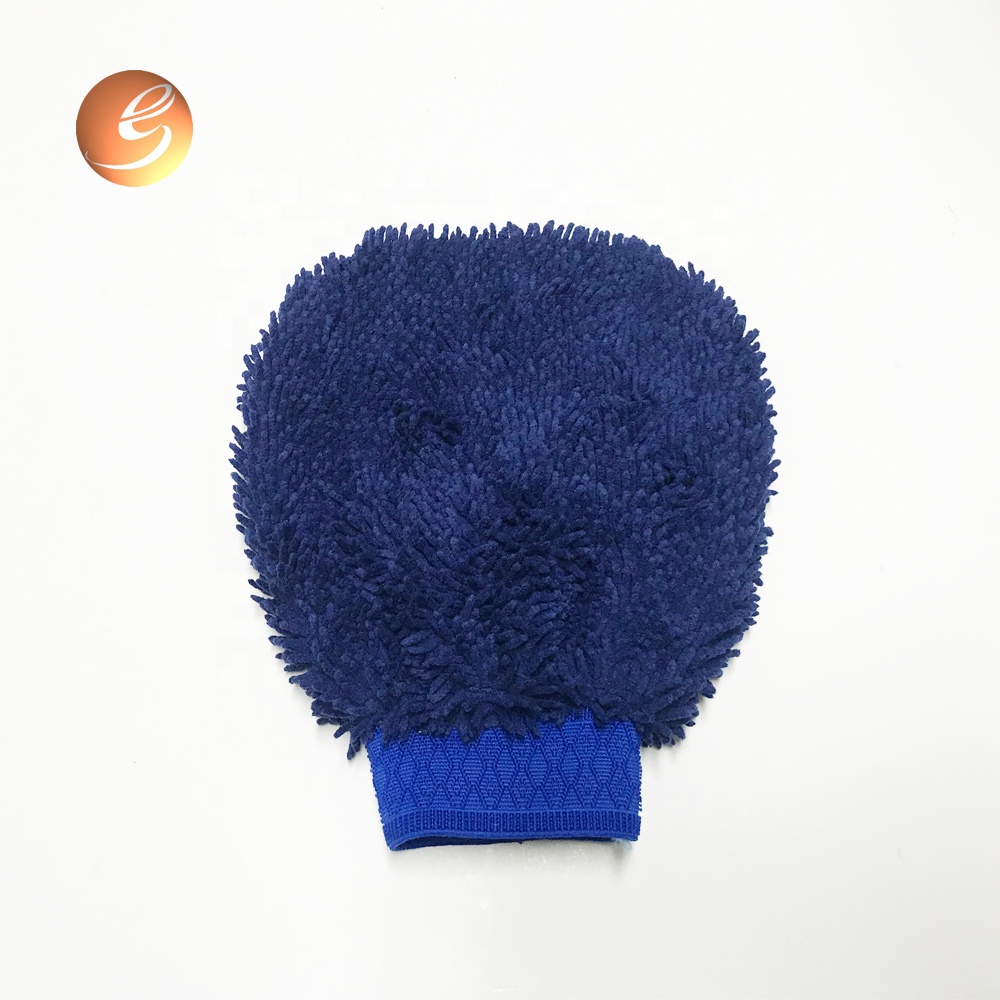 Wholesale blue color mitt car wash mitt microfiber