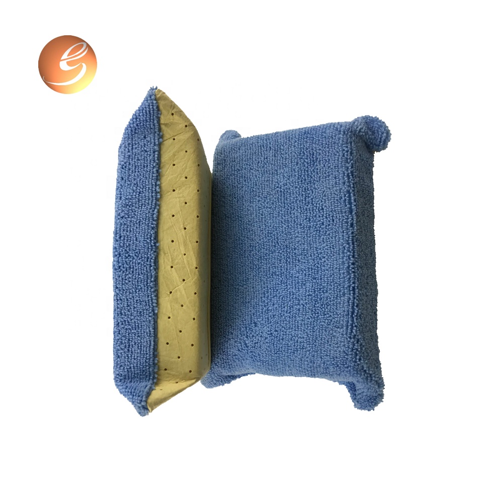 Microfiber car cleaning sponge colral fleece kitchen cleaning pad