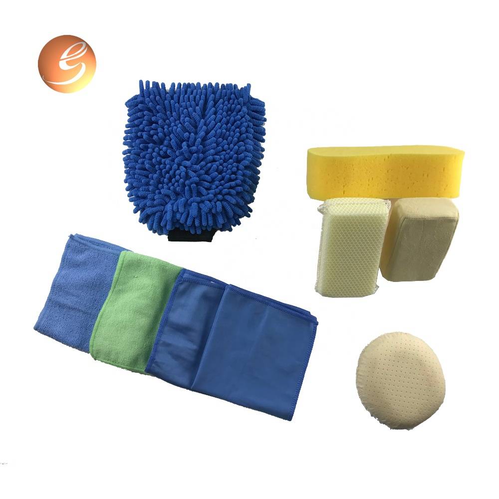Large quantity not easy to tear two side sponge car care cleaning kit