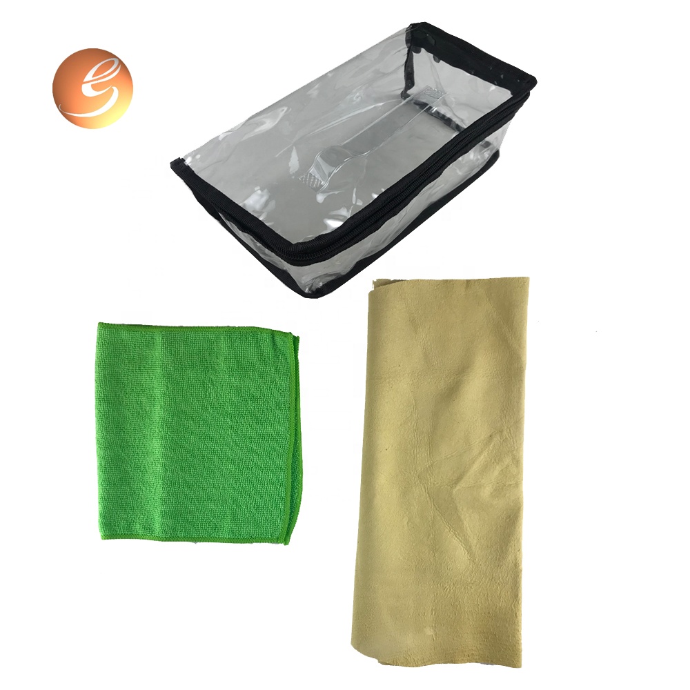 Car care set detailing cleaning green car wash cloth in pvc bag