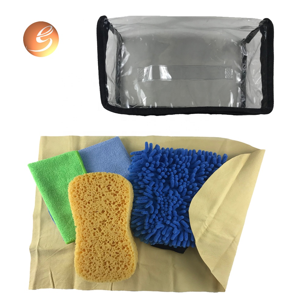 Car cleaning set with microfiber cloth sponge duster