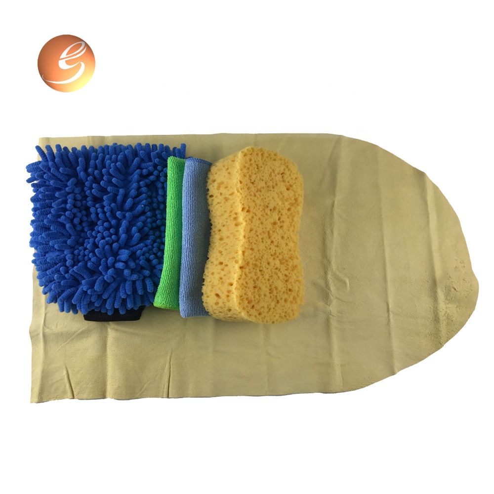 Microfiber 5 pcs car wash mitt sponge wash cloth chamois car care kit