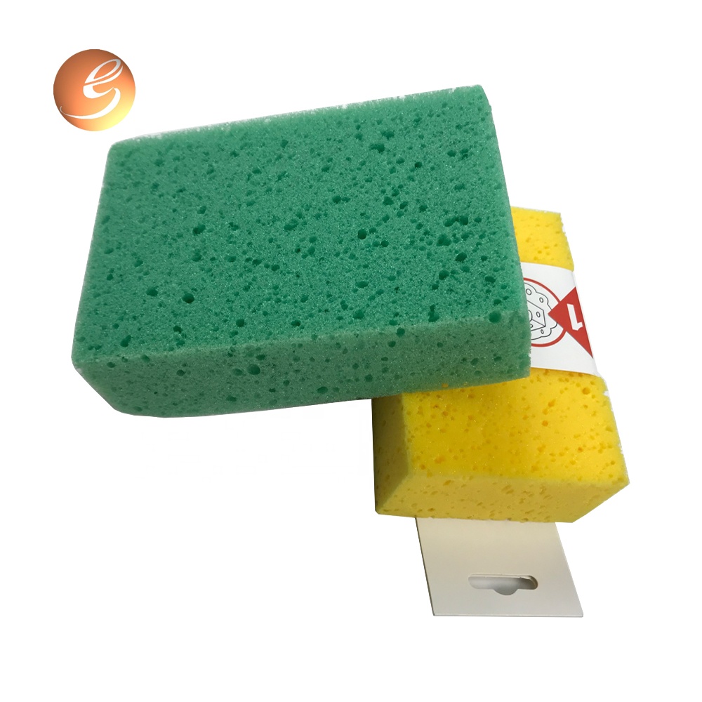 New design green and yellow strong water absorption cleaning sponge pad