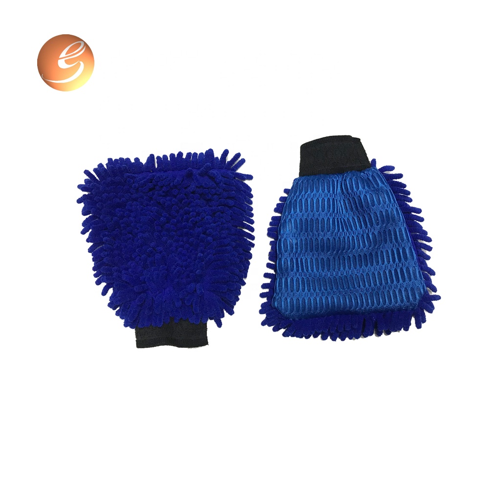 Double side microfiber super car wash cleaning chenille gloves mitt