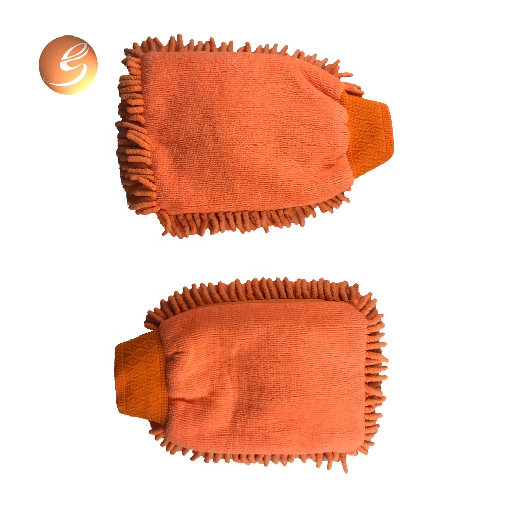 Chenille glove car wash mitt double microfiber face cleaning glove