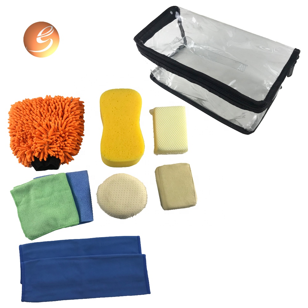 New type good elasticity mitt sponge cloth 9pcs car wash kit