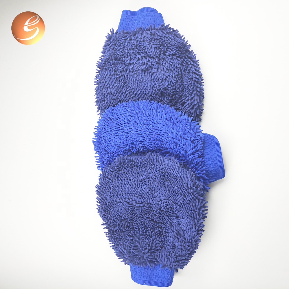 High definition Car Wash Finger Mitt - Printed Logo Blue Coral Velvet Microfiber Car Wash Mitt – Eastsun