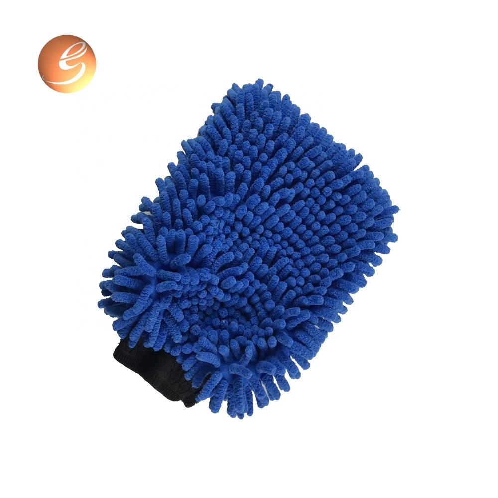 Factory direct sale double face chenille car cleaning gloves microfiber wash mitt