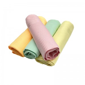 Custom Colour Microfiber Waffle Weave Tea Towels Kitchen Dish Table Cleaning Cloth