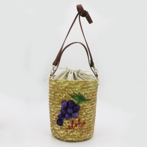Eccochic Design Summer Fashion 3d Grapes Embroidery Bucket Bag