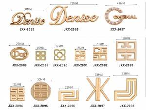 Fashion design custom brand names gold bag accessories metal logo tag designer metal logo labels for handbags