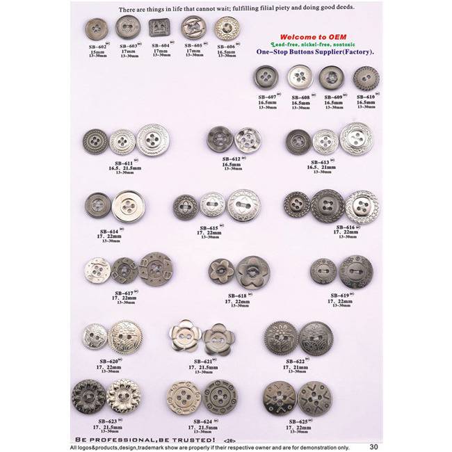 China Zinc Alloy/Copper Metal Button manufacturers and suppliers