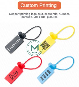 No MOQ customize printing logo and qr code garment plastic seal tag
