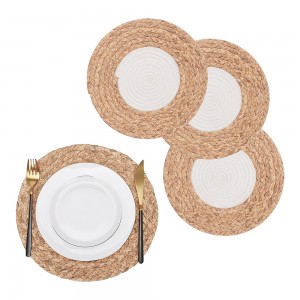 Wholesale Eco-friendly Hand Woven Natural Braided Placemat Water Hyacinth Mat