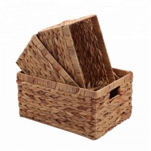 Natural Water Hyacinth Storage Basket with Handles