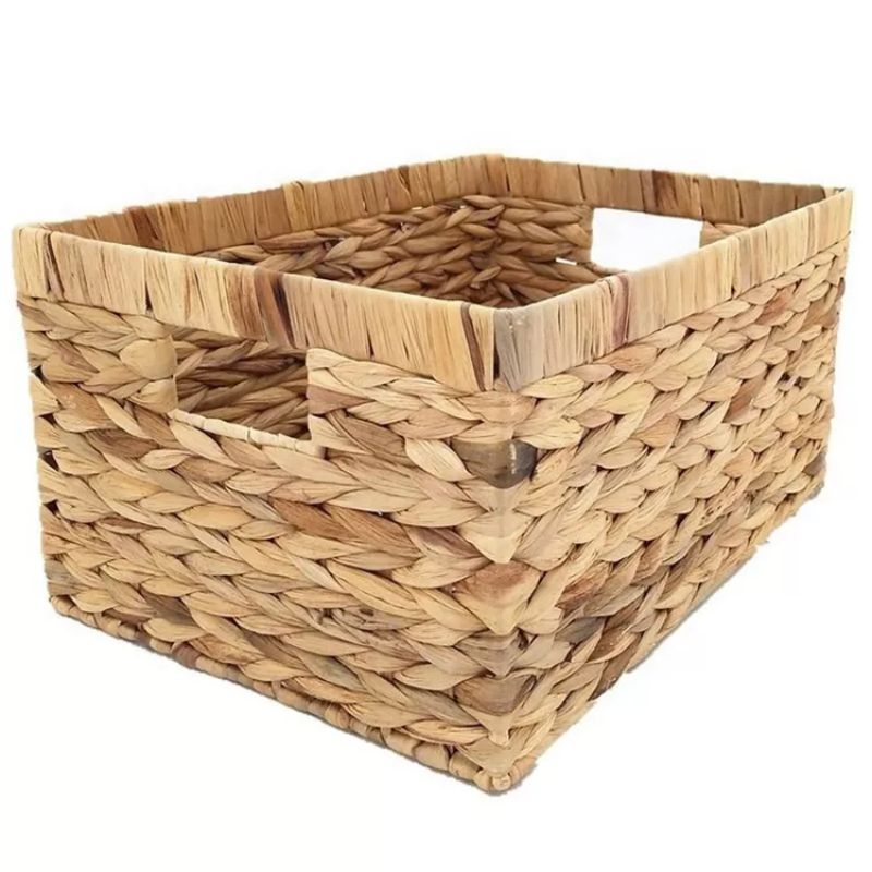Professional Design Liquor Shelf Wall - Natural Water Hyacinth Storage Basket with Handles – EISHO
