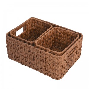Wholesale Discount No Hole Shelves - Wholesale Handmade Woven PP Wicker Plastic Rattan Basket Bathroom Kitchen Pantry Storage Basket – EISHO