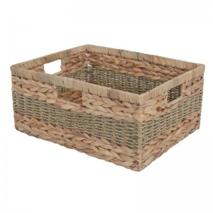 ODM Manufacturer China Water Hyacinth Storage Basket with Built-in Handles