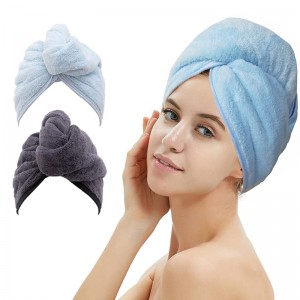 2 balení bambusového ručníku na vlasy s knoflíky pro rychlejší sušení vlasů