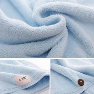 Confezione da 2 asciugamani per capelli in bambù con bottoni per asciugare i capelli più velocemente