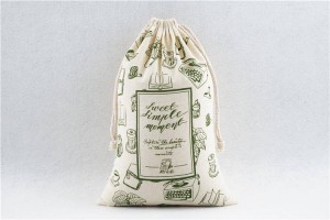 Paj Rwb thiab Linen Custom Logo Drawstring Bags