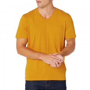 Camiseta de algodón de manga corta con cuello en V para hombre