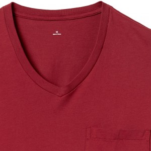Vīriešu kokvilnas T-krekls ar īsām piedurknēm V veida kakla izgriezumā