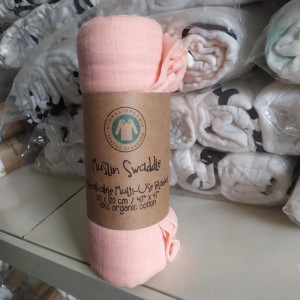 Unisex Neutral Bamboo Muslin Baby Swaddle Blanket