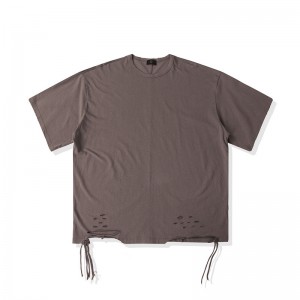 Vintage Acid Washed Oversize Drop Shoulder Cut Hemp Cotton Man T shirt