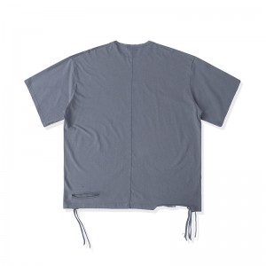 ခေတ်ဟောင်းအက်ဆစ်ဆေးကြောထားသော အရွယ်အစားကြီးမားသော Drop Shoulder Cut Hemp Cotton Fabric Man တီရှပ်