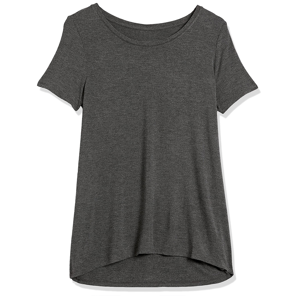 Camiseta con vuelo de manga corta y cuello redondo para mujer
