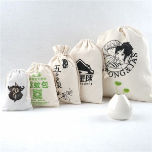 Cotton at Linen Custom na Logo Drawstring Bags