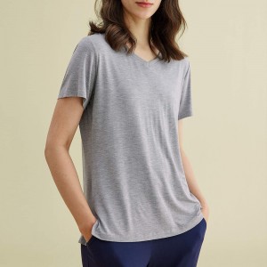 T-Shirt Leher V Buluh Wanita