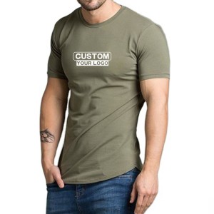 Męskie koszulki z logo OEM Slim Fit, wykonane w 100% z konopi
