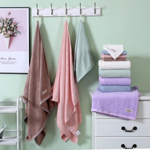 Bamboo Fiber Custom Logo Soft Absorbent Household Plain Colour Bath Towel