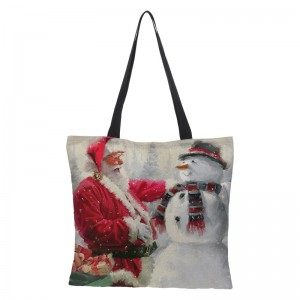 Торба за купување од јута со екстра голем капацитет Дигитално печатење Божиќна торба за подароци