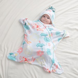 ECOGARMENTS オーガニックコットン アンチジャンプ アンチキック スプリットシンフード付き新生児寝袋
