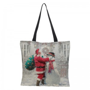 Nakupovalna vrečka iz jute z izjemno veliko prostornino, božična darilna vrečka z digitalnim tiskom