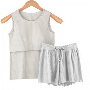 Summer Thin Cotton Confinement Clothing Nursing Short-sleeved Maternity Pajamas Set