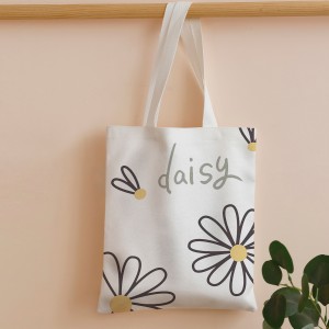 Shopping bag con fantasia di fiori e frutti di piante
