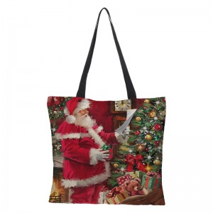 Kapasîteya Extra Large Jute Shopping Bag Çapkirina dîjîtal a Christmas Gift Bag