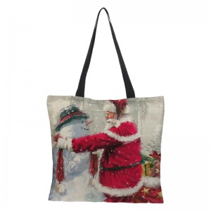Extra velkokapacitní jutová nákupní taška Vánoční dárková taška s digitálním tiskem