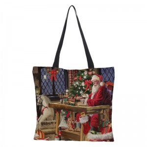 Mokotla o Keketsehileng o Moholo oa Jute Shopping Bag Digital Printing Christmas Gift Bag