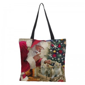 ISapathi esikhulu esongezelelweyo seJute Shopping Bag Digital Printing Christmas Gift Bag