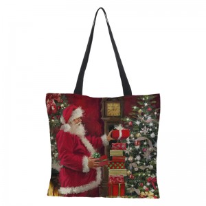Nakupovalna vrečka iz jute z izjemno veliko prostornino, božična darilna vrečka z digitalnim tiskom