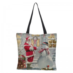 Extra veľkokapacitná jutová nákupná taška Vianočná darčeková taška s digitálnou potlačou