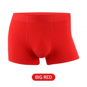 ECOGARMENTS 50 Sticks Nahtlose Modal-Boxershorts für Herren in Rot mit mittlerer Taille, atmungsaktiv, einfarbig, große Größe