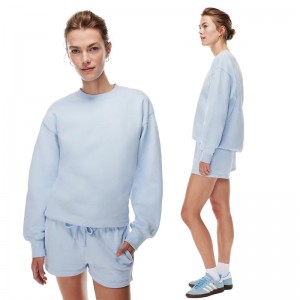 ECOGARMENTS Relaxed Crew-neck Sweatshirt na may Shorts Style, In Fleece, Terry Fabric