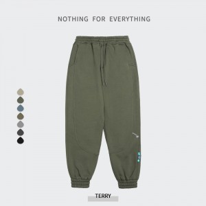 330g loose solid color terry sports sweatpants for men