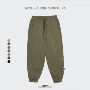 330 г свободни едноцветни хавлиени спортни спортни панталони за мъже